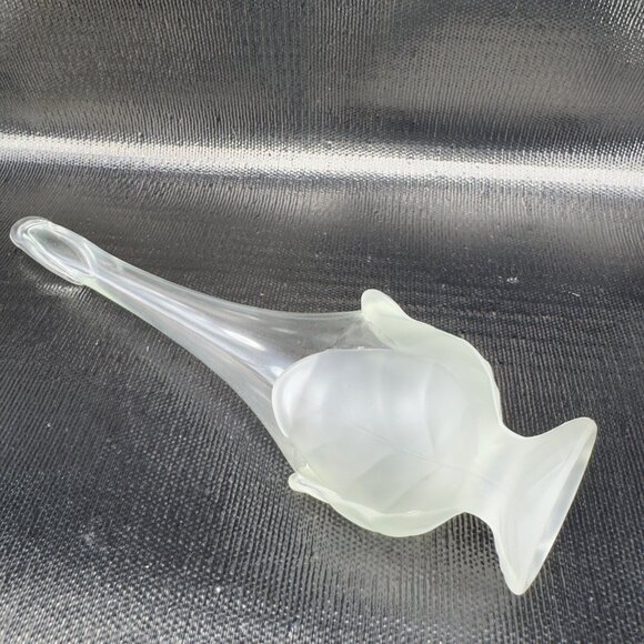 Viking Glass Swung Vase with Frosted Cabbage Base 12inch Clear Glass Vase Vessel - Picture 9 of 16